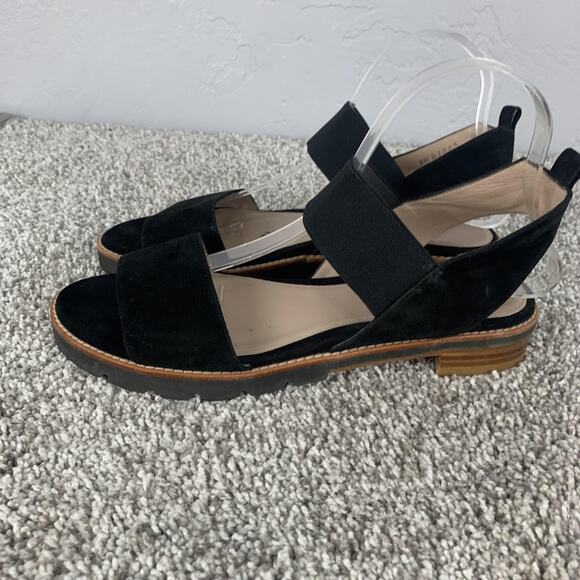Stuart Weitzman Sandals Womens Size 8.5 Black Suede Topical Strappy Slingback - Picture 3 of 8
